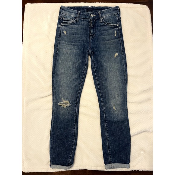 Gypsy 05 Denim - MOTHER Denim Looker Crop Gypsy Distressed Rolled Fray Hem Ankle Jean Size 24